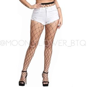 Sexy High Waist Black Fishnet Stockings | Large Net Stretchy Tights